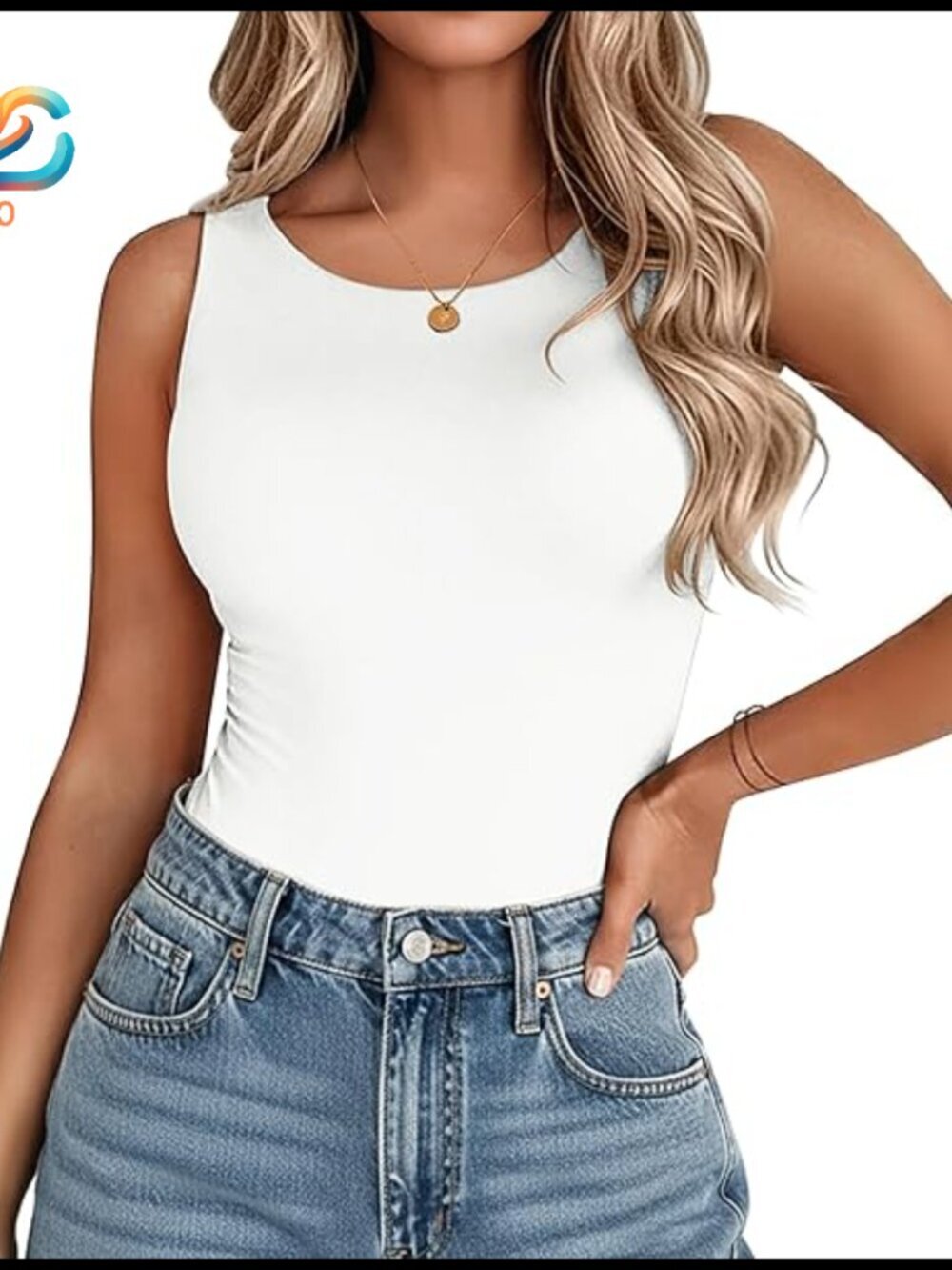 Double Lined Crew Neck Tank Top Slim Fit Workout Casual Summer